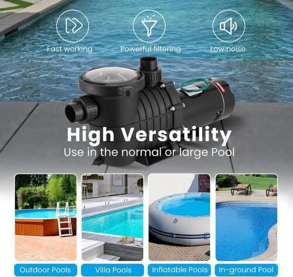 2.0HP Swimming Pool Pump Motor Hayward w/Strainer Filter In/Above Ground 7080GPH