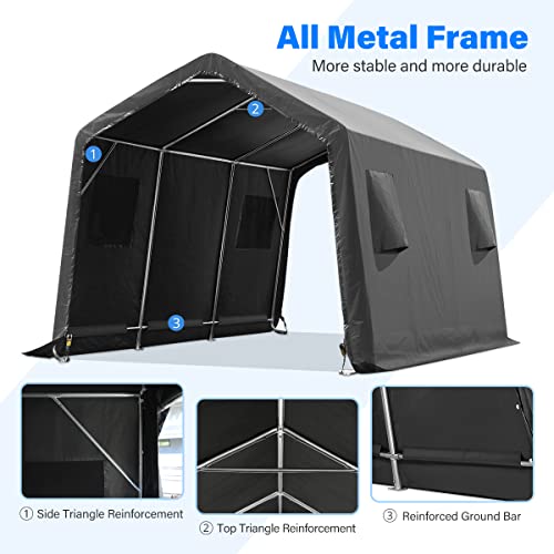 ADVANCE OUTDOOR 10x10 ft Heavy Duty Outdoor Patio Portable Canopy Storage Shelter Shed Carport with 2 Roll up Zipper Doors & Vents for Snowmobile