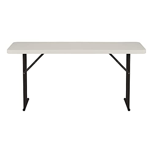 Norwood Commercial Furniture 6' Indoor/Outdoor Folding Training Table, Rectangular Blow-Molded Plastic Folding Training and Event Table, Gray