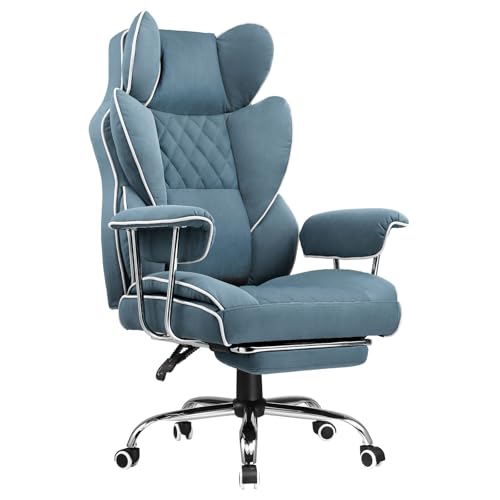 COMHOMA Big and Tall Office Chair, High Back Leather Gaming Chair with Footrest