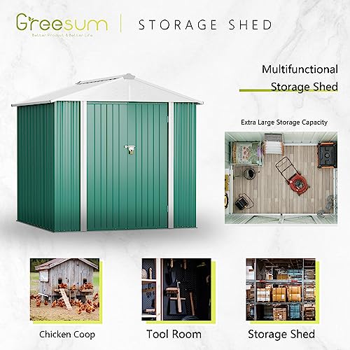 Greesum 5×3 FT Outdoor Storage Shed, Metal Storaged Sheds Without Floor, Tool Sheds with Lockable Doors and Sloping Roof for Garden, Patio, Backyard