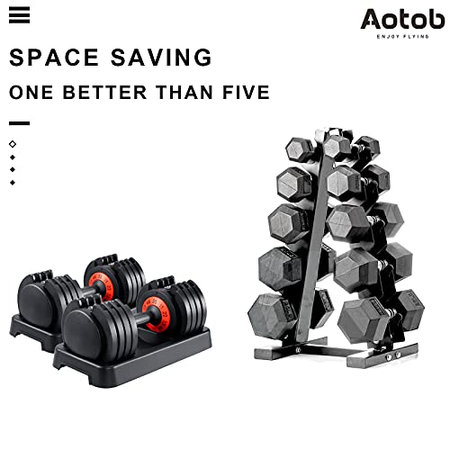 AOTOB 25/55 lbs Dumbbell Set, Anti-Slip Fast Adjust Turning Handle, Adjustable for Men and Women, Pair for Home Gym Exercise