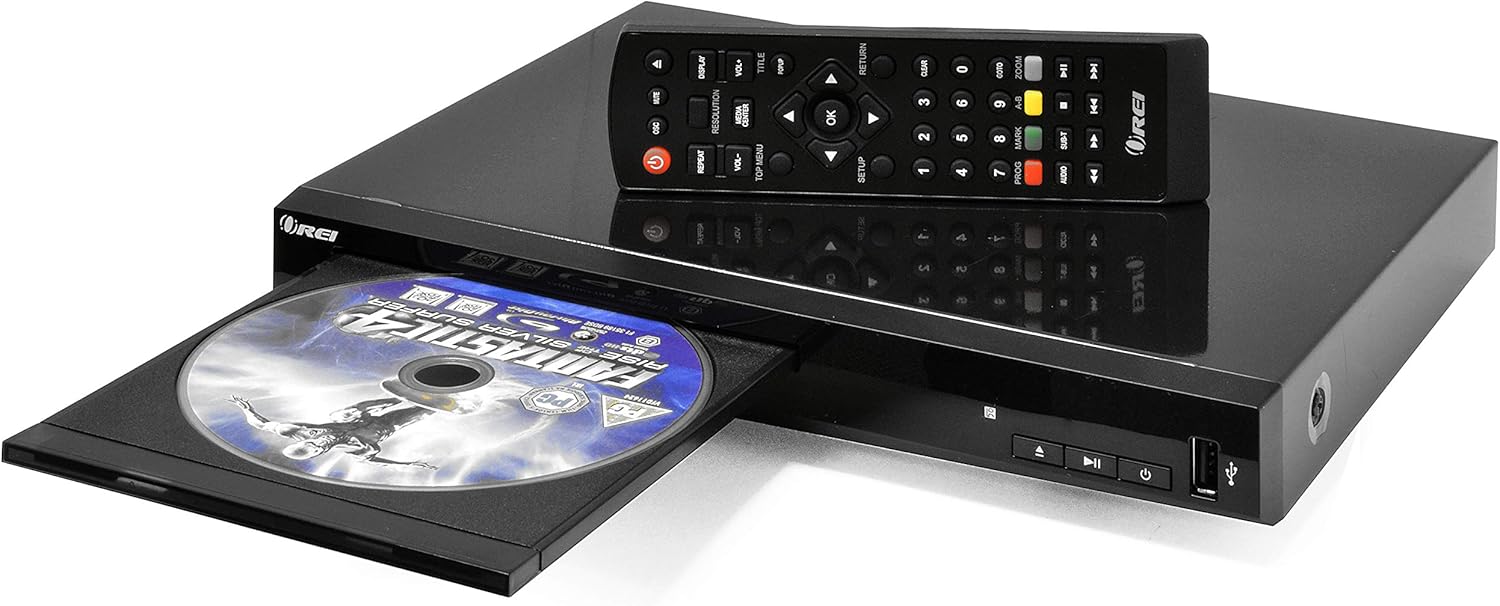 Region Free Blu Ray Player by OREI - Multi Zone 1, 2, 3, 4, 5, 6 Travel Video Player - BluRay Zone A, B, C USB Input, RCA Input - Remote Control