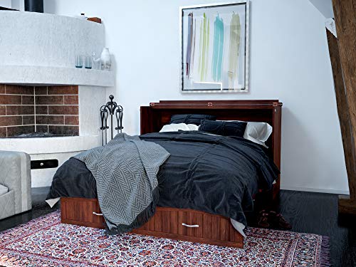 AFI Southampton Queen Murphy Bed Chest with Mattress, Storage, and Built-in Charger in Grey