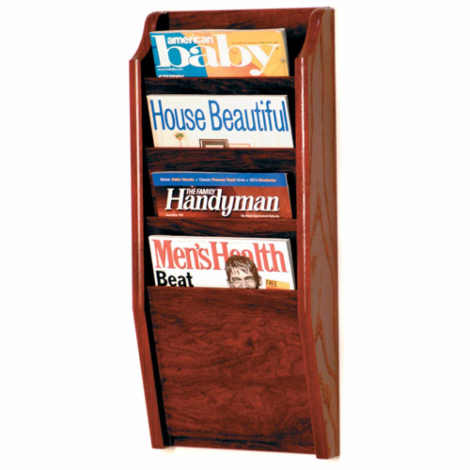 Wooden Mallet 4 Pocket Cascade Magazine Rack Mahogany