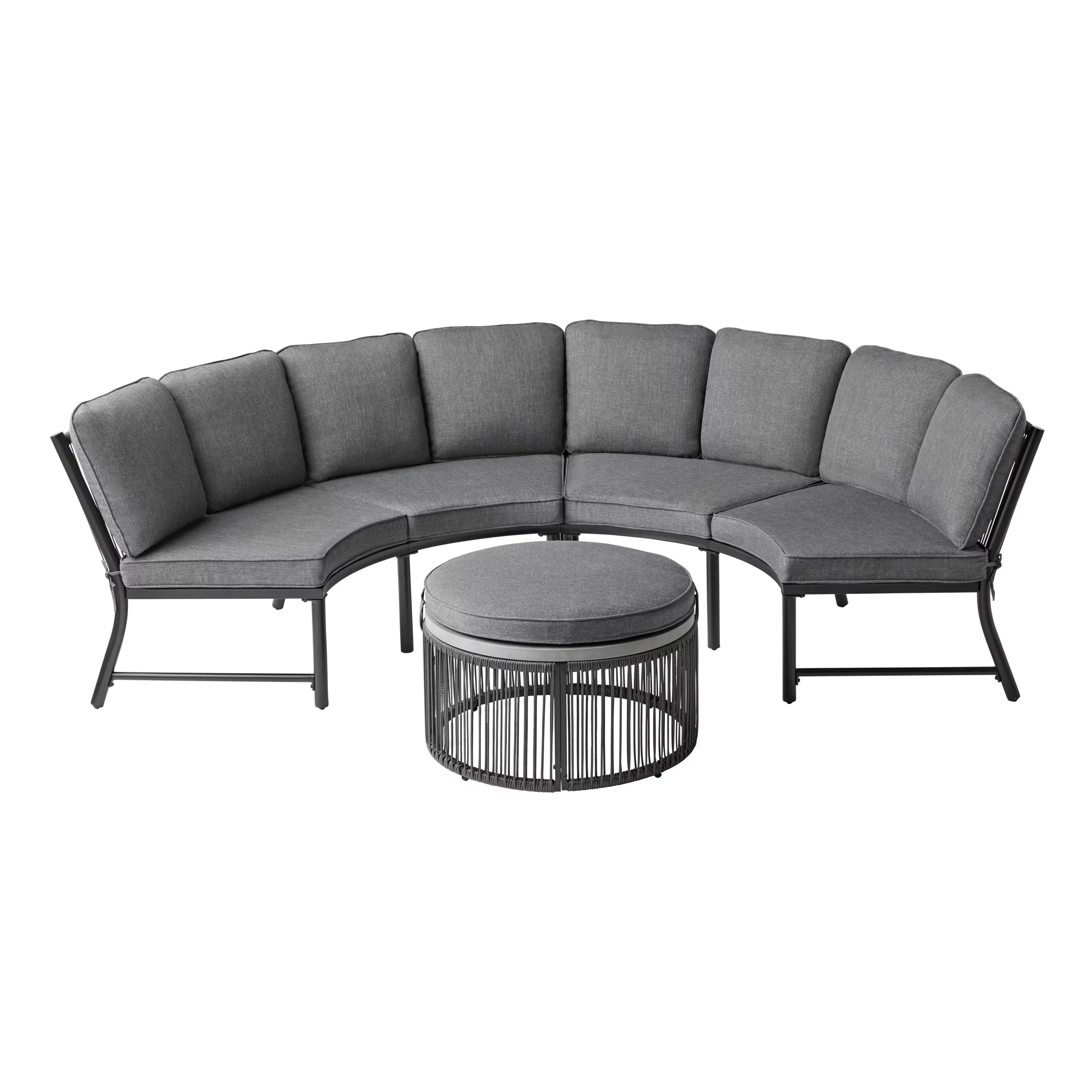 Mainstays Lawson Ridge 3-Piece Steel Curved Outdoor Sectional Set with Cushions, Gray