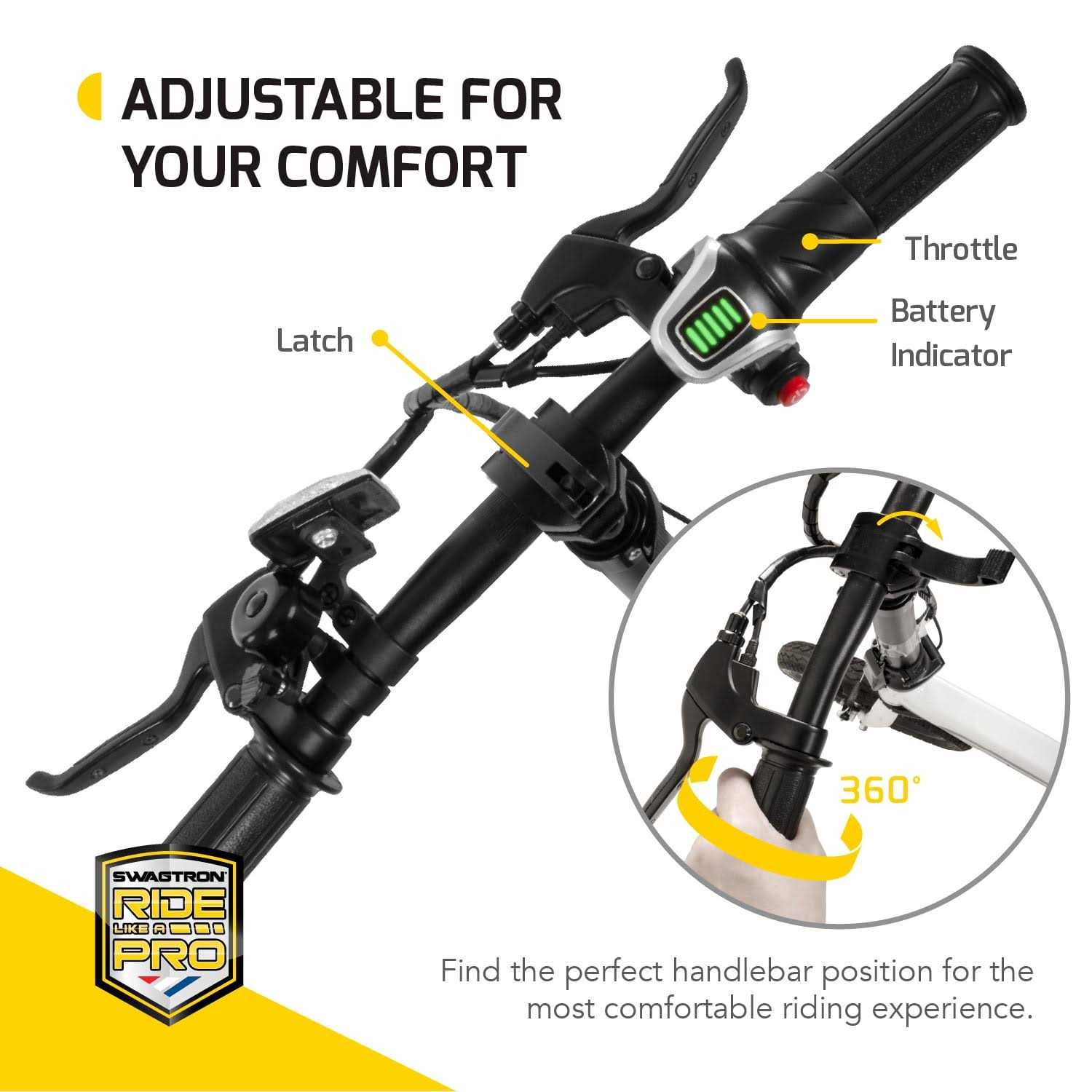 Swagtron Swagcycle EB5 Pro Plus Lightweight Aluminum Folding Electric Bike with Pedals - Sports Supplies Online Store