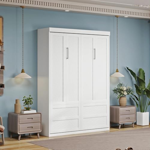 Black Wood Full Size Murphy Bed, Murphy Bed Full Space-Saving Wall Beds