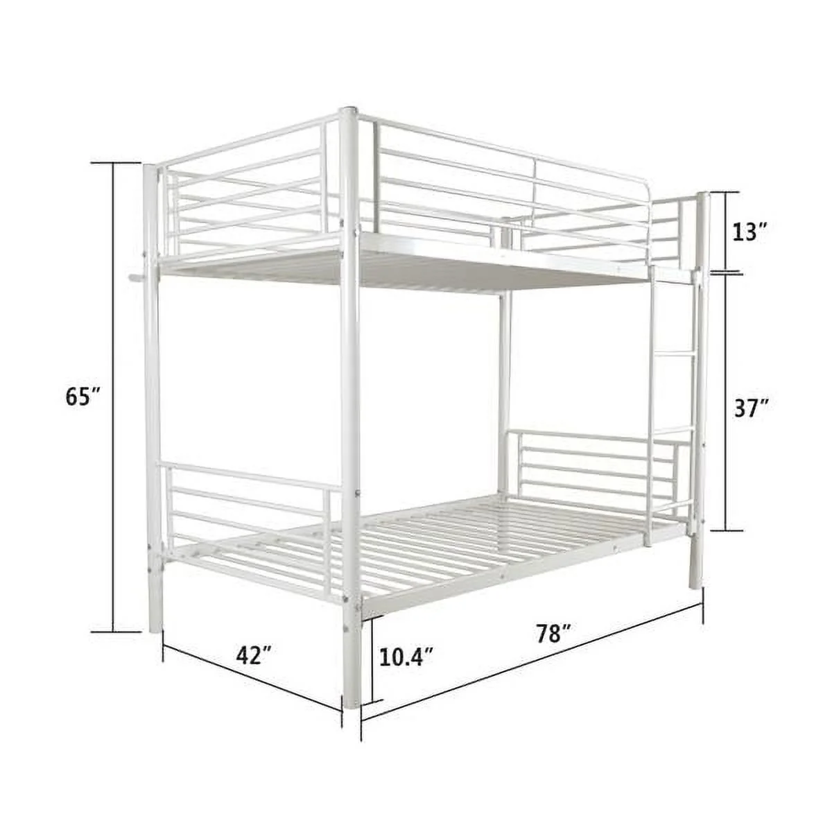 SYTHERS Twin Over Full Bunk Bed with Ladder & Full Length Guardrail, Space-Saving Twin Size Bed Frame for Kids Teens, White