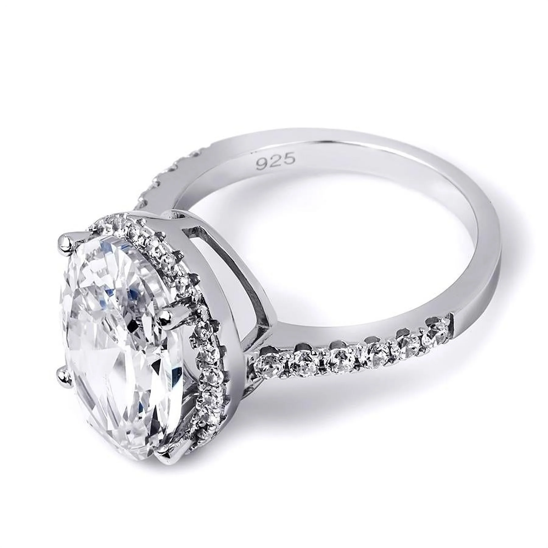 6.0 Carat Womens Promise Engagement Ring Oval Cut Halo Sterling Silver