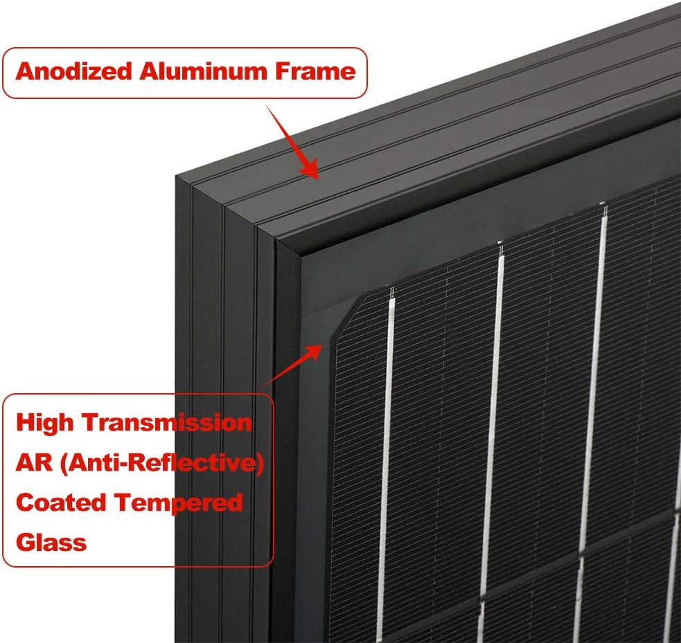 RICH SOLAR 100 Watt 12 Volt Premium Monocrystalline Solar Panel All Black