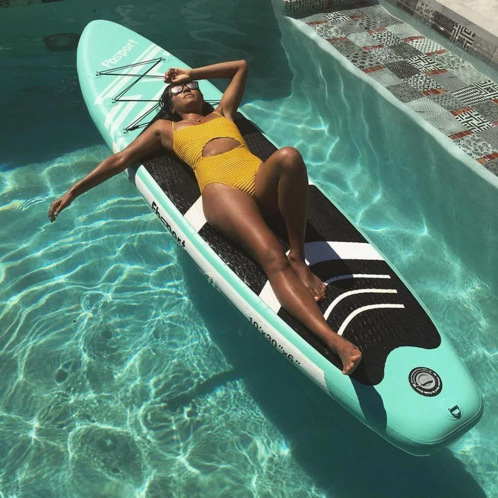 FBSPORT Inflatable Paddle Board, 11' Stand Up Paddleboard with Durable SUP Accessories & Carry Bag, Mint Green