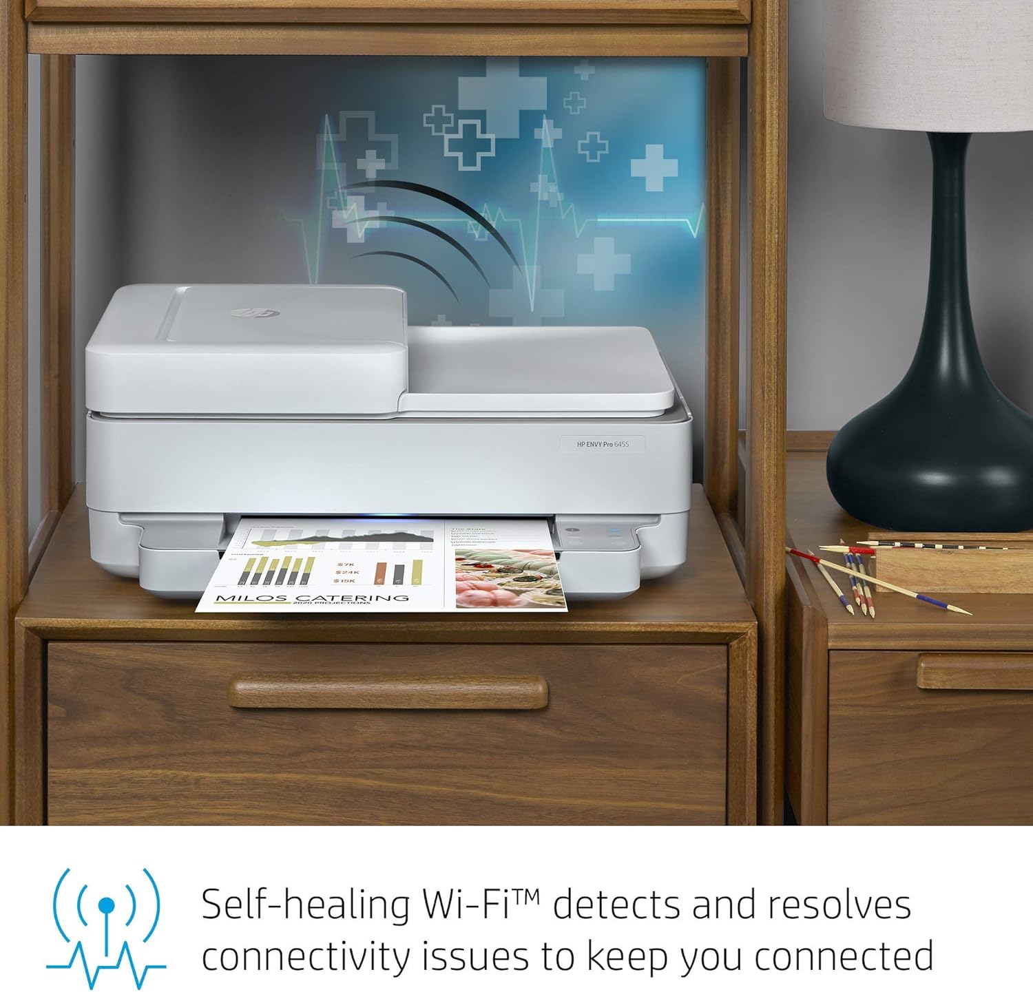(Renewed) HP Envy Pro 6455 Wireless All-in-One Printer | Mobile Print, Scan & Copy | Auto Document Feeder (5SE45A)