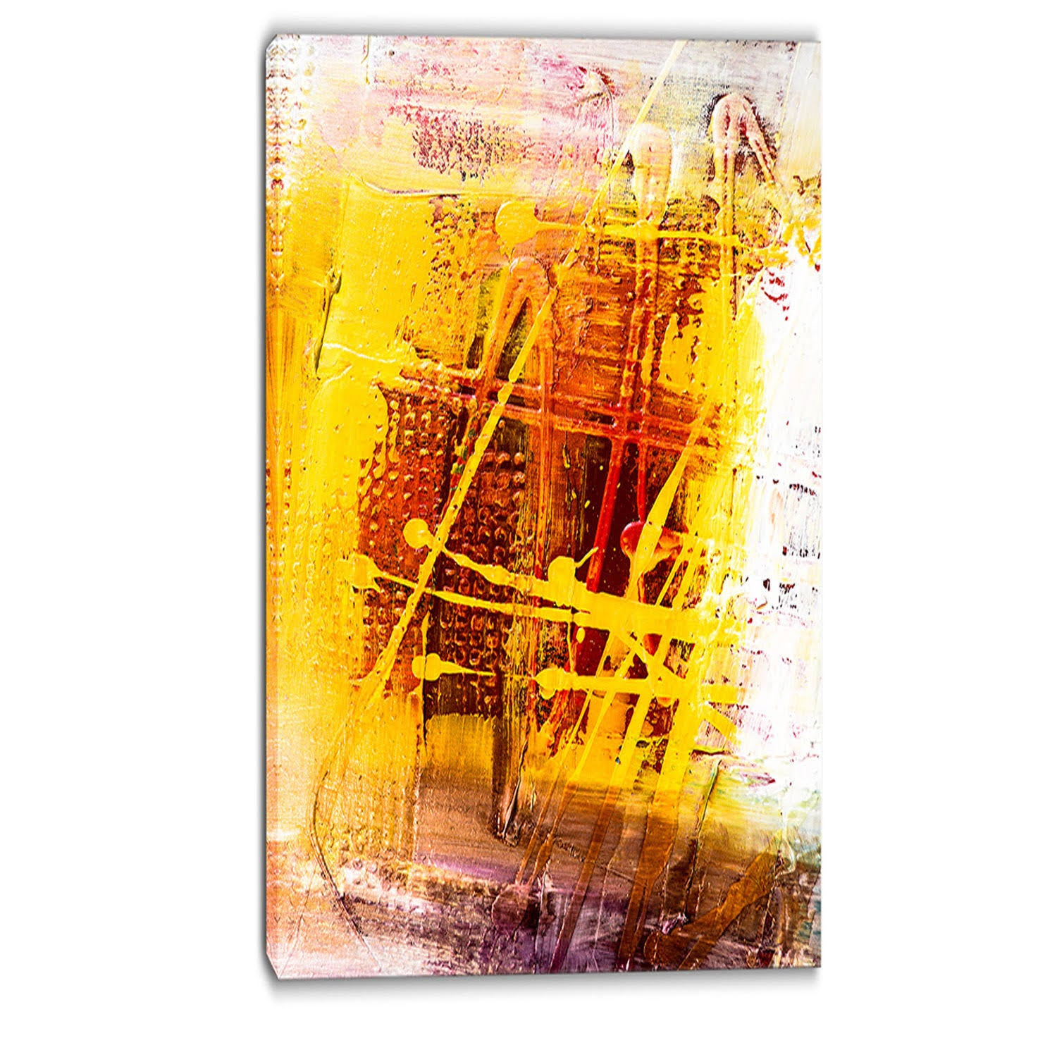 Design Art Abstract Buddha Graphic Art on Wrapped Canvas, Yellow