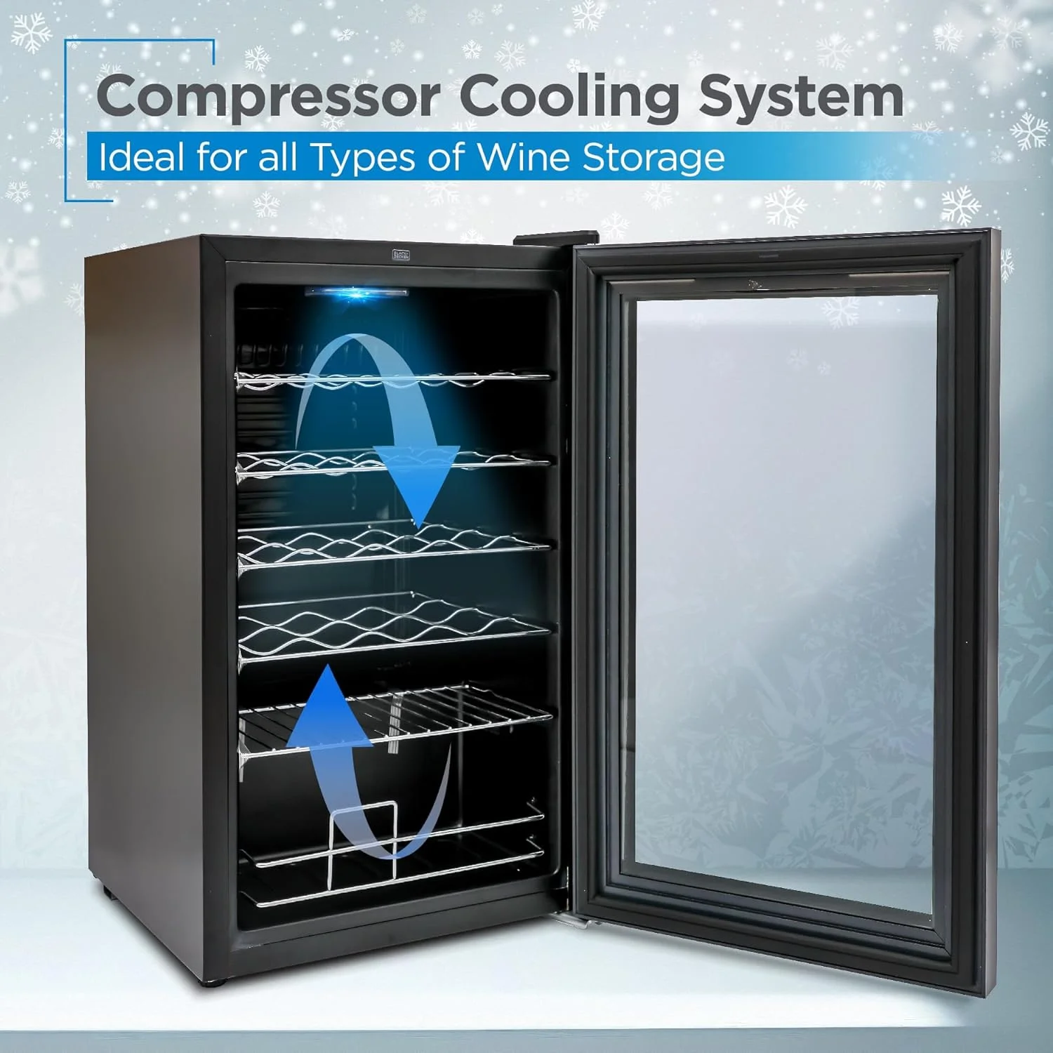 FJU 24 Bottle Wine Fridge with LED Display, Compressor Cooling Refrigerator with Interior Light