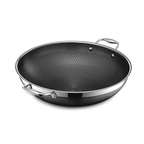 HexClad Hybrid Nonstick 12-Inch Wok, Stay-Cool Handle, Dishwasher and Oven Safe, Compatible with All Cooktops, Induction Ready