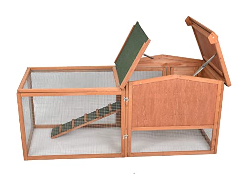 GOJOOASIS 80" Chicken Coop for 2-4 Chickens Outdoor Wooden Hen House Poultry Pet Hutch for Backyard w/Run Cage & Nesting Box(A)