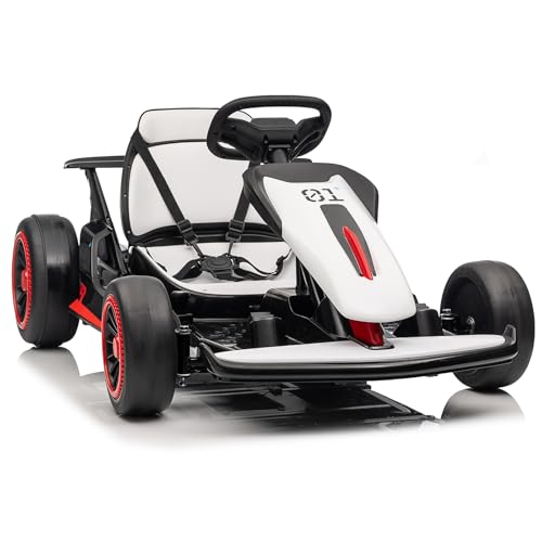 Kids Go Kart, Ride On Drift Kart with Dual 200W Motors, 24V Battery Powered Electric Drift Car, Outdoor 2-Speed Ride On Racing Toy for Boys Girls 6+