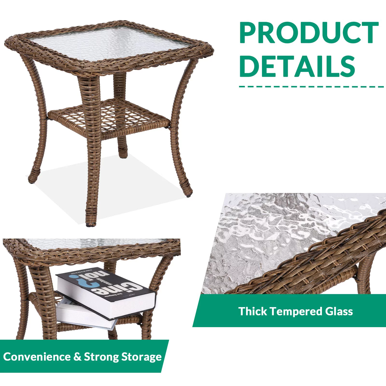 VIVIJASON 3-Piece Outdoor Conversation Bistro Set, Patio Swivel Glider Rocking Chairs Rattan Furniture Sets w/ 2 Rattan Chairs, Cushions