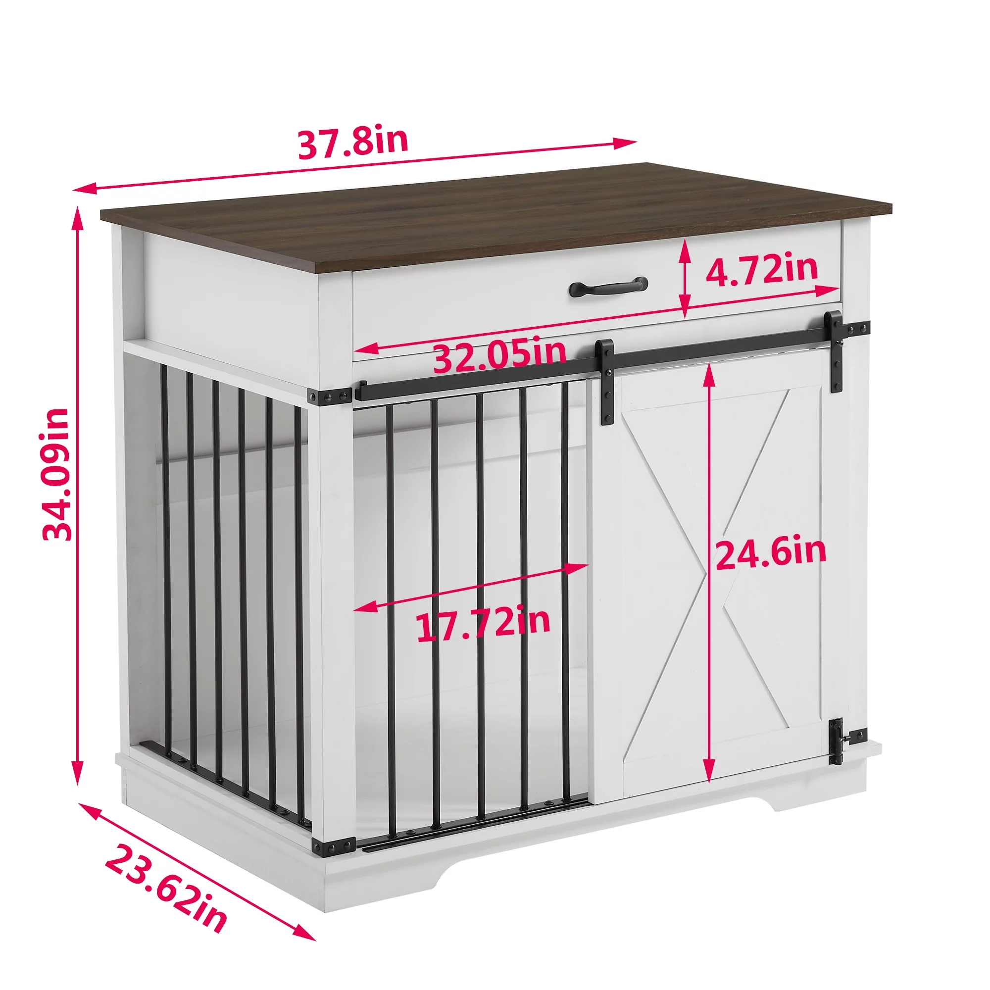 HUTWIFE Wooden Dog Crate with Sliding Barn Door, Wooden Pet Crate End Table, Dog Cage for Medium Dogs, White - Radiant Selections
