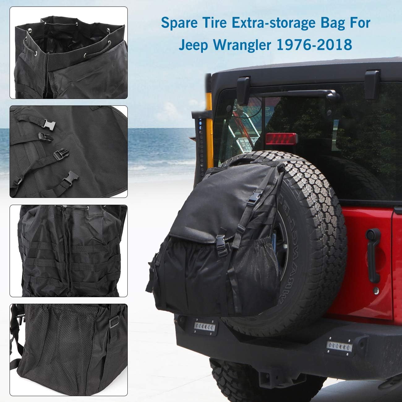 PARTOL Spare Tire Trash Bag Trash Bag Overland Gear Organizer Cargo Garbage Tool Trunk Rear Wheel Bags for Outdoor Camping Jeep Wrangler UTV SUV RV