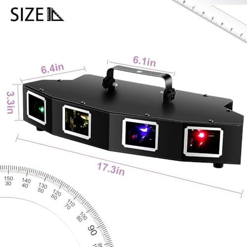 U`King Stage Laser Light, 5 Beam Sound Activated DJ Party Lights RGBYC LED Music Projector with Remote Control DMX for Dancing Birthday Bar Pub Stage