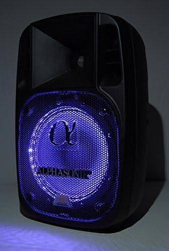 Alphasonik 10 Powered 1600W Pro DJ Amplified Loud Speaker Bluetooth USB SD Card Aux MP3 FM Radio PA System LED Ring Karaoke Mic