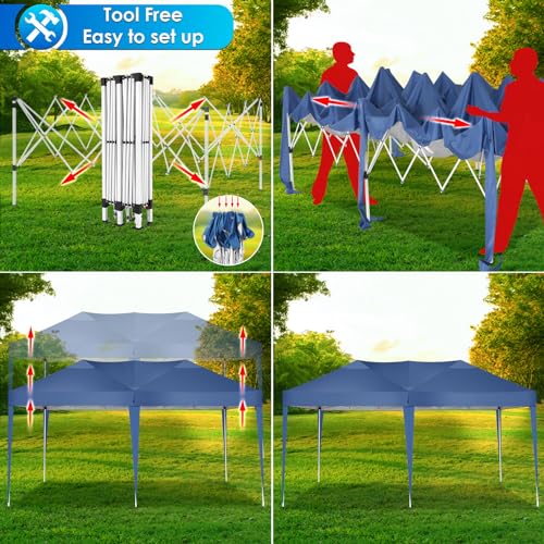 COBIZI Canopy 10x20 Pop Up Canopy Tent with 6 Sidewalls Party Tents for Parties Weddings Backyard Waterproof Canopy Outdoor Commercial Canopy Event