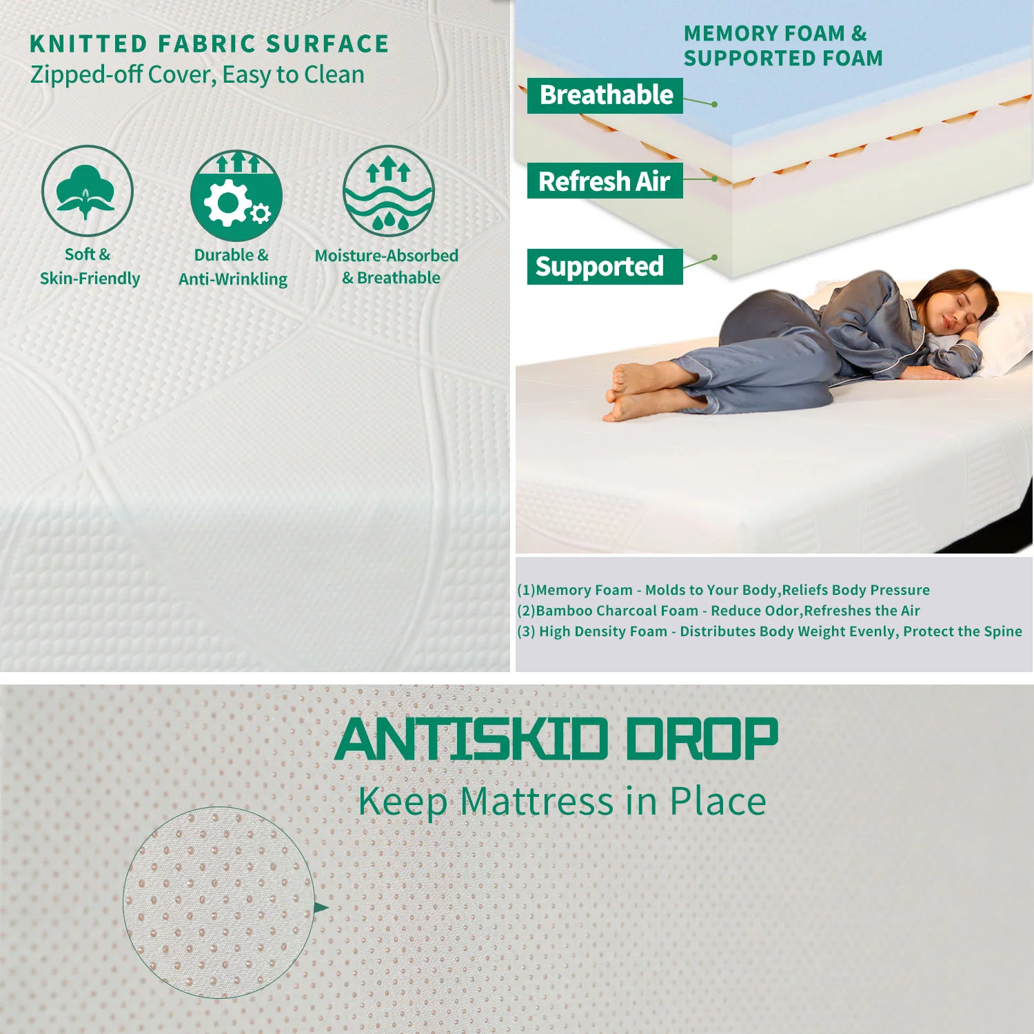 12 inch Gel Memory Foam Mattress Twin Size in a Box with Detachable Cover Medium Firm Bed Mattresses - Curated Treasures Market