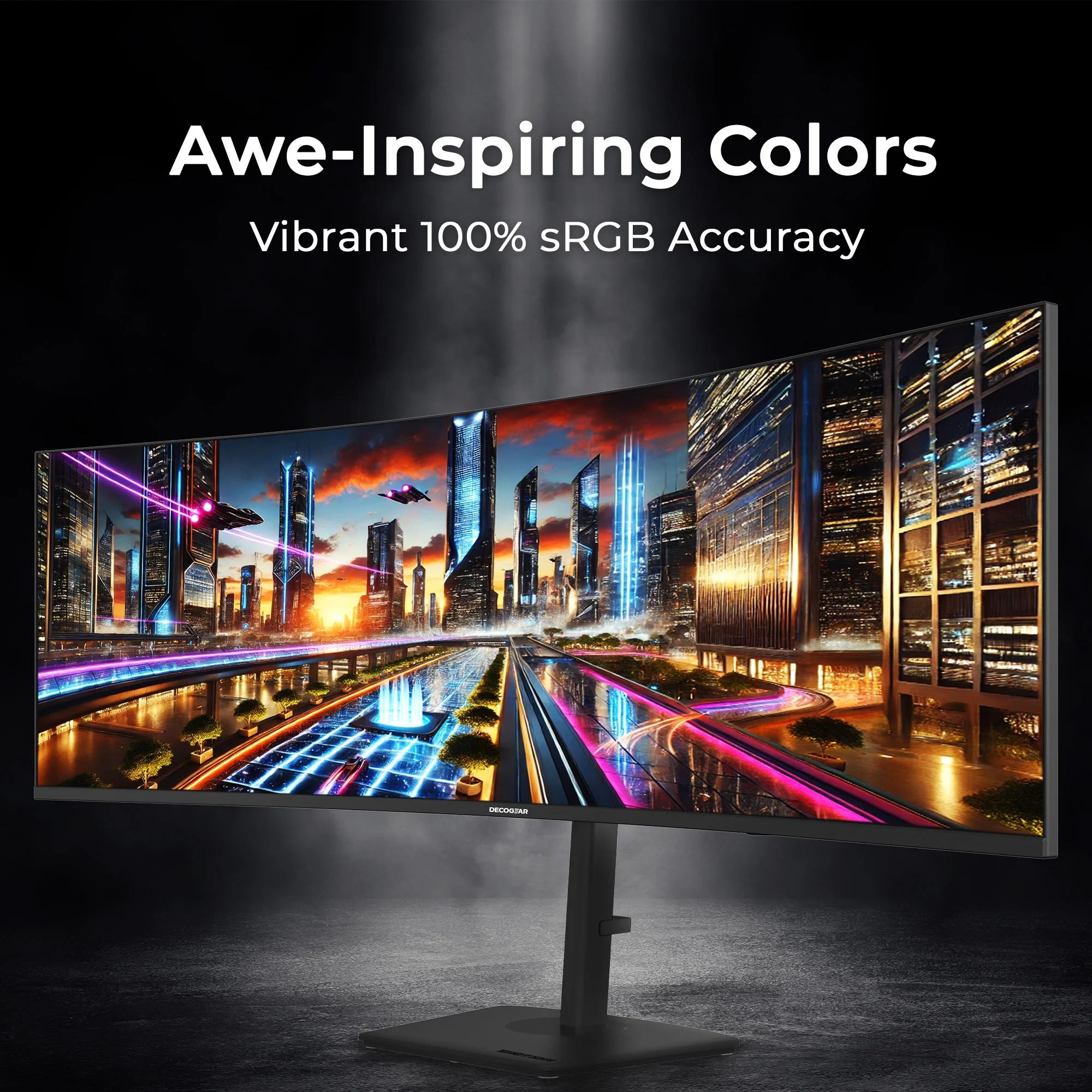 "Deco Gear 49"" 5K Curved Gaming Monitor, 120 Hz, 101% NTSC, 100% sRGB, Adjustable Stand"
