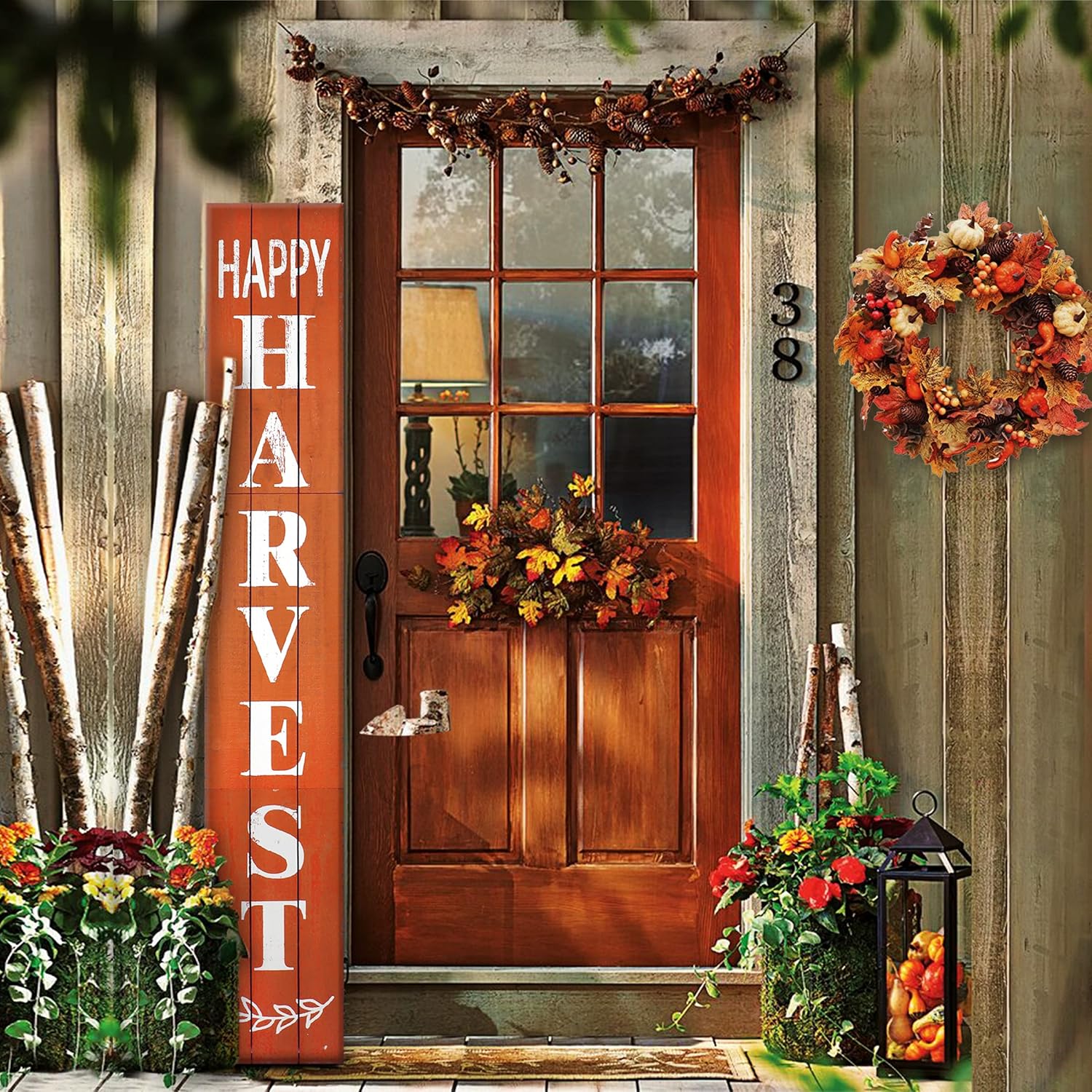 Outdoor Welcome Sign for Front Porch Decor, Interchangeable Seasonal Icons Vertical Welcome Sign, Modern Farmhouse Decor for The Home