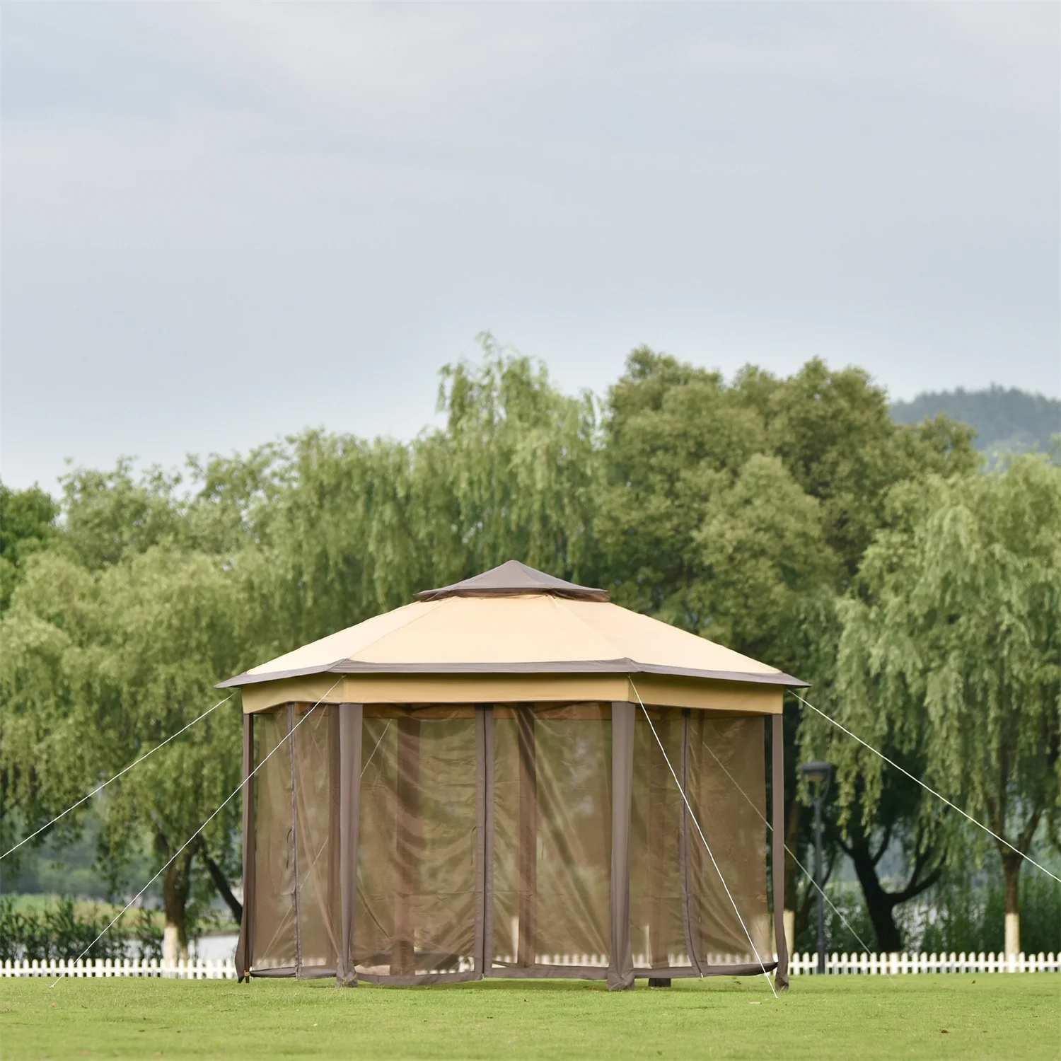 Visentor Patio Gazebo, 13x13FT Outdoor Garden Gazebo Tent with Mosquito Netting Sidewalls