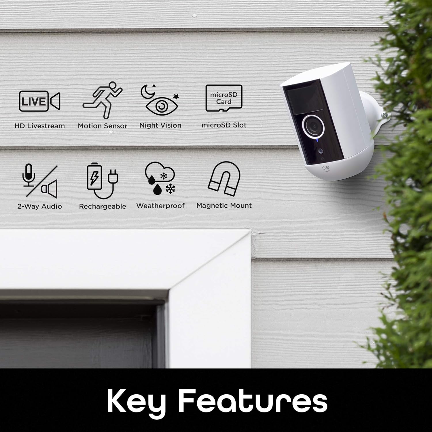 Geeni Freebird Wireless Indoor/Outdoor WiFi Security Camera, Rechargeable Battery-Powered Home Security Camera, 1080P Night Vision/Waterproof