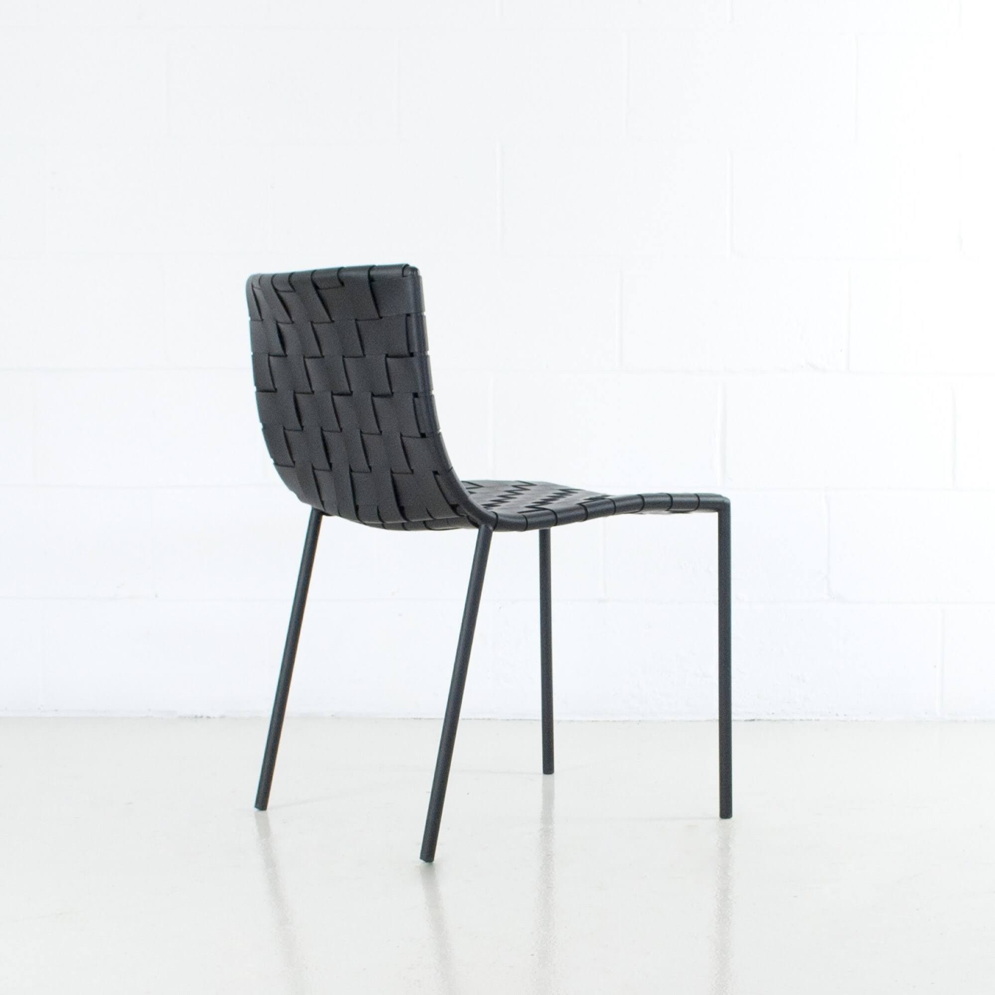 Elite Living Soho Mid-Century Modern Leather Weave Dining Chair - Single - Black - Dining Height