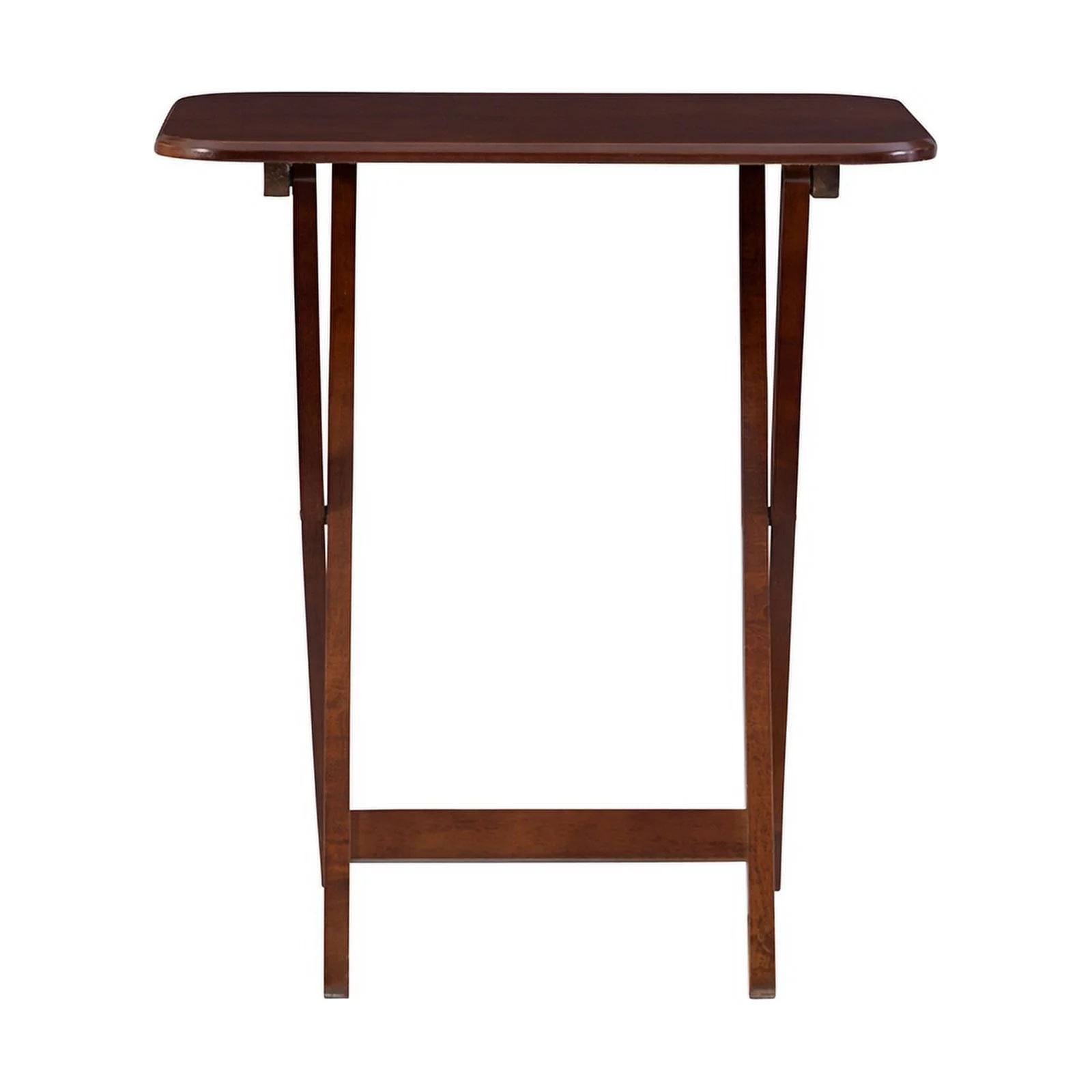Pemberly Row Transitional Solid Wood Tray Tables in Dark Cherry
