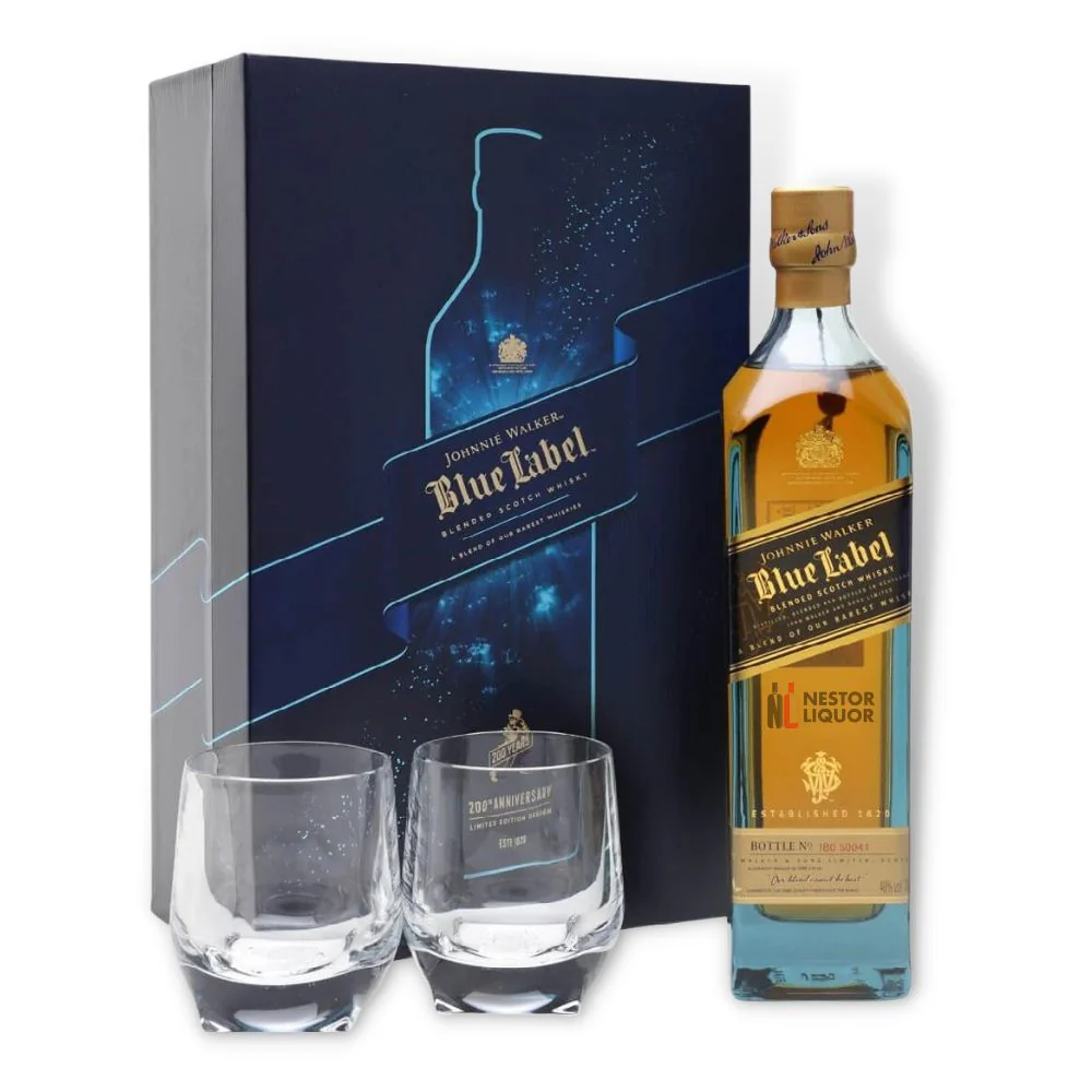 Johnnie Walker Blue Label Gift Set W/2 Glasses - Nestor Liquor