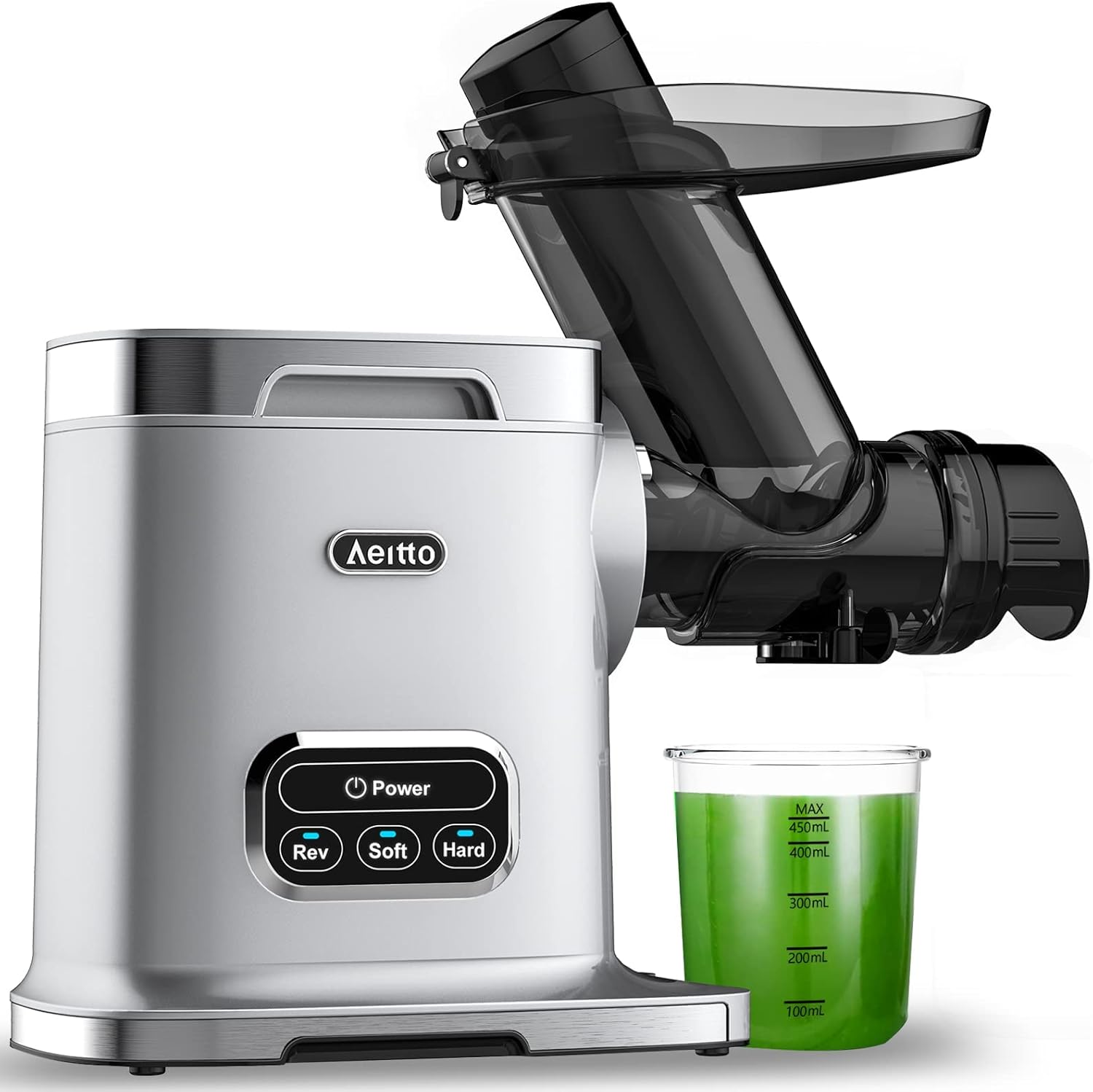 Aeitto Cold Press Juicer, Juicer Machines with 3 Inch Wide Chute, 2-Speed Modes & Reverse Function