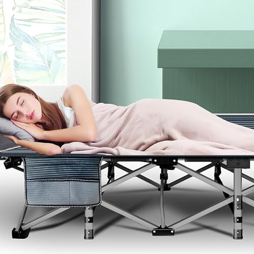 DoCred Folding Camping Cot with Mattress, 2 Pack Heavy Duty Folding Cot for Adults, Portable Sleeping Cot Bed Adults Outdoor Bed with Carry Bag