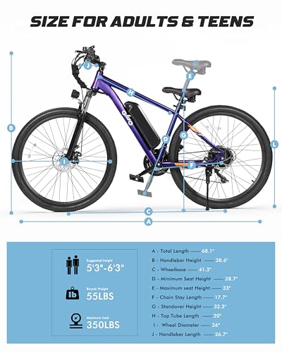 Racer Electric Bike for Adults - 21-Speed Mountain Lightweight Ebike with Peak 750W 22MPH Brushless Motor, 375Wh Removable Battery
