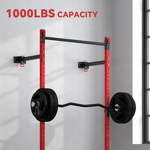 Soozier Wall Mounted Folding Squat Rack with Pull Up Bar, 1000 Pounds Capacity Power Rack