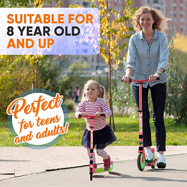 Hurtle Scooter &ndash; Scooter for Teenager &ndash; Kick Scooter &ndash; 2 Wheel Scooter with Adjustable T-Bar Handlebar &ndash