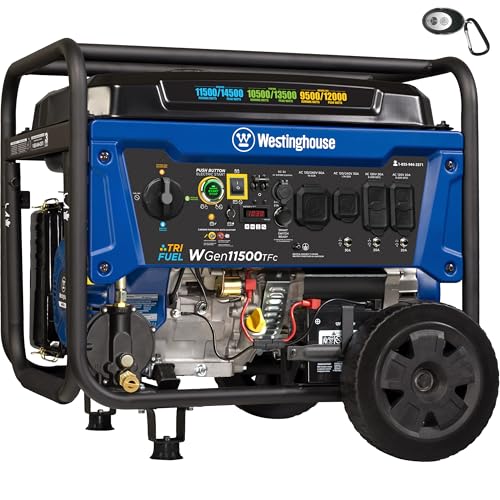 Westinghouse 14500 Peak Watt Tri-Fuel Home Backup Portable Generator, Remote Electric Start, Transfer Switch Ready, Gas, Propane