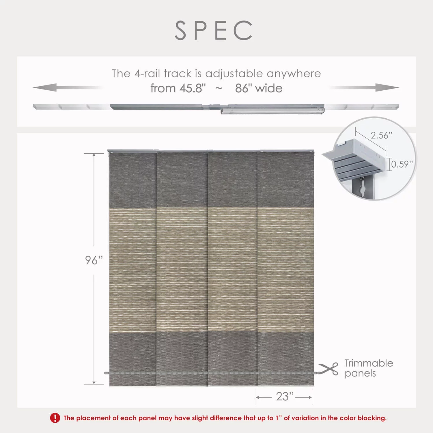 GoDear Design Adjustable Sliding Panel Track Blind 45.8"-86" W x 96" H, Vertical Blinds, 99% Blackout, Amazon River