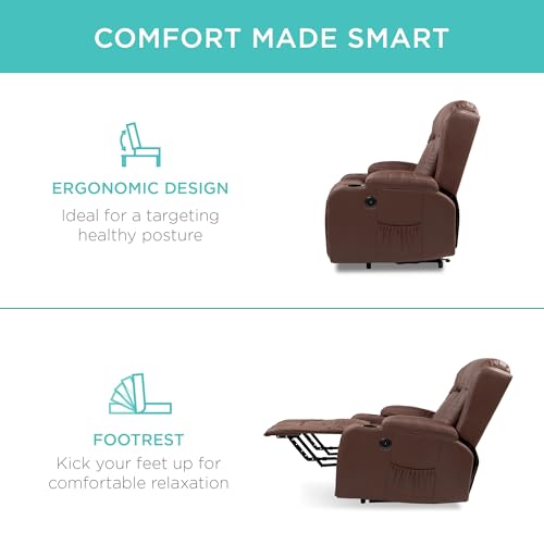 Best Choice Products PU Leather Electric Power Lift Chair, Recliner Massage Chair, Adjustable Furniture for Back, Legs w/ 3 Positions, USB Port, Heat