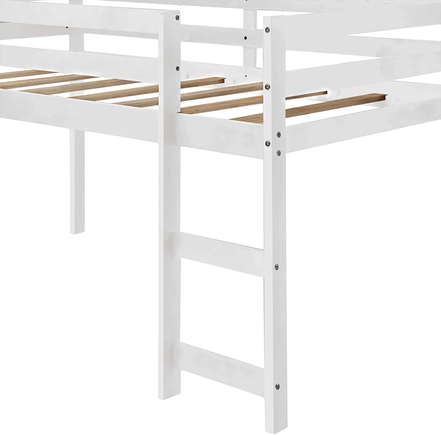 Churanty Wood Loft Bed with Slide for Kids, Low Profile Kids Mini Loft Bed Twin Size with Ladder，White - Radiant Selections