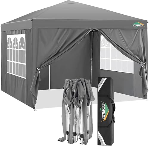 COBIZI 10x10 Pop up Canopy Tent Protable Canopy Tent with 4 Sidewalls Waterproof Commercial Instant Shelter for Parties, Wedding