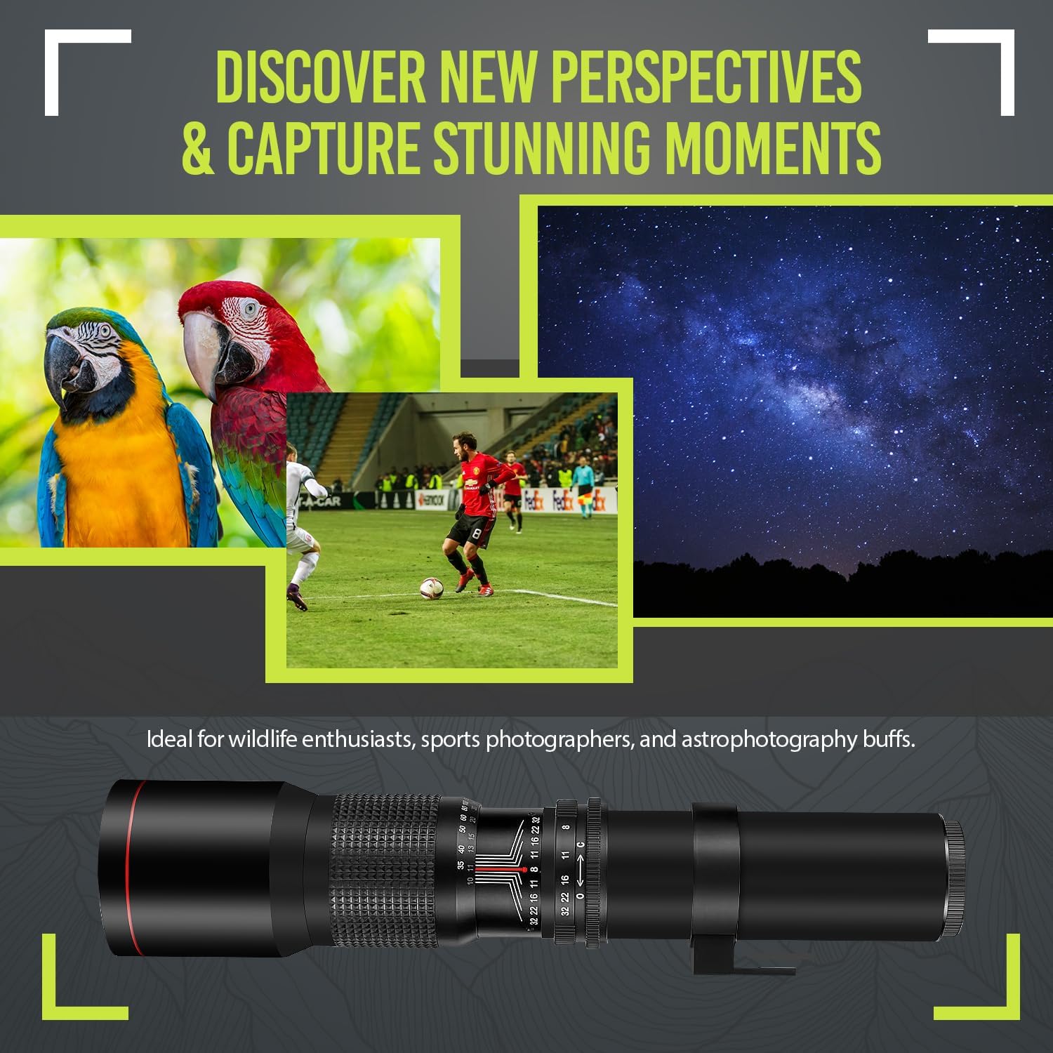 High-Power 500mm/1000mm f/8 Manual Telephoto Lens for Canon EOS 80D, 90D, Rebel T3, T3i, T5, T5i, T6i, T6s, T7, T7I, T8I, SL3, 60D, 70D, 5D, EOS5D IV
