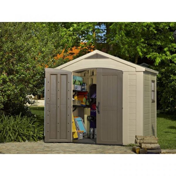 8ft wide X 6ft deep plastic storage shed; A clearance sale