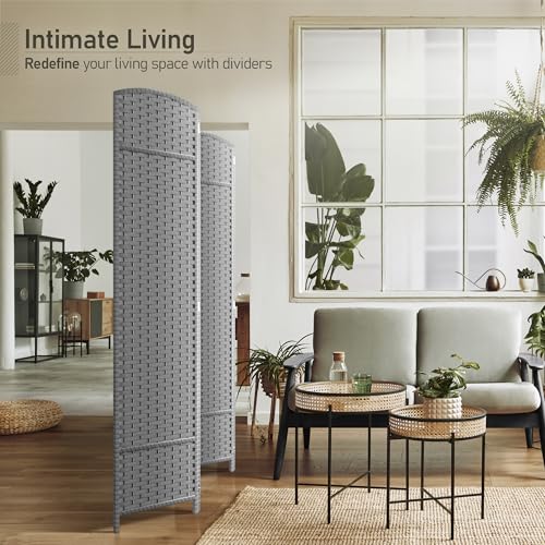 Sorbus 8-Panel Black Room Divider with Double Hinged Panels, 6 ft Tall Folding Privacy Screen