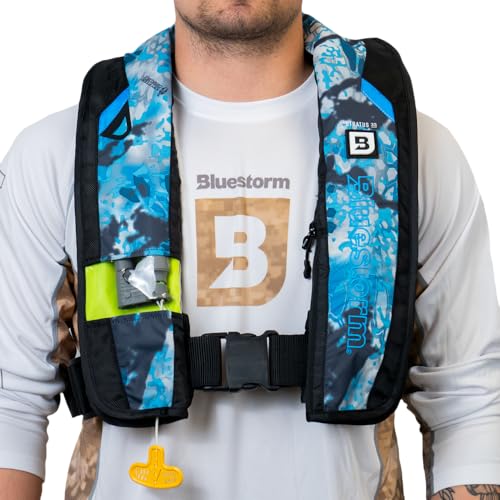 BLUESTORM Stratus 35 Inflatable Life Jacket PFD for Adults | US Coast Guard (USCG) Approved Automatic Self Inflating Life Vest Preserver with Manual
